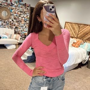 Express Pink V Neck Sweater
